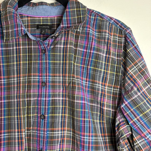 Talbots Women's Plaid Button Down Shirt Long Sleeve Multi Color Size 20 - Picture 2 of 3